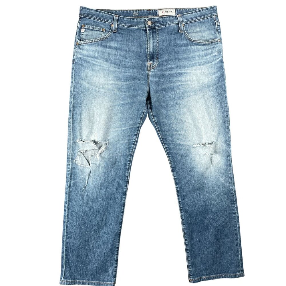 AG Adriano Goldschmied Everett Jeans Mens 40 Blue Distressed Grunge Ripped Torn
